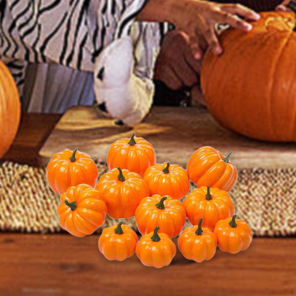 12 Pieces Harvest Pumpkins Decorative Home Decorations Orange Table Centerpieces Foam