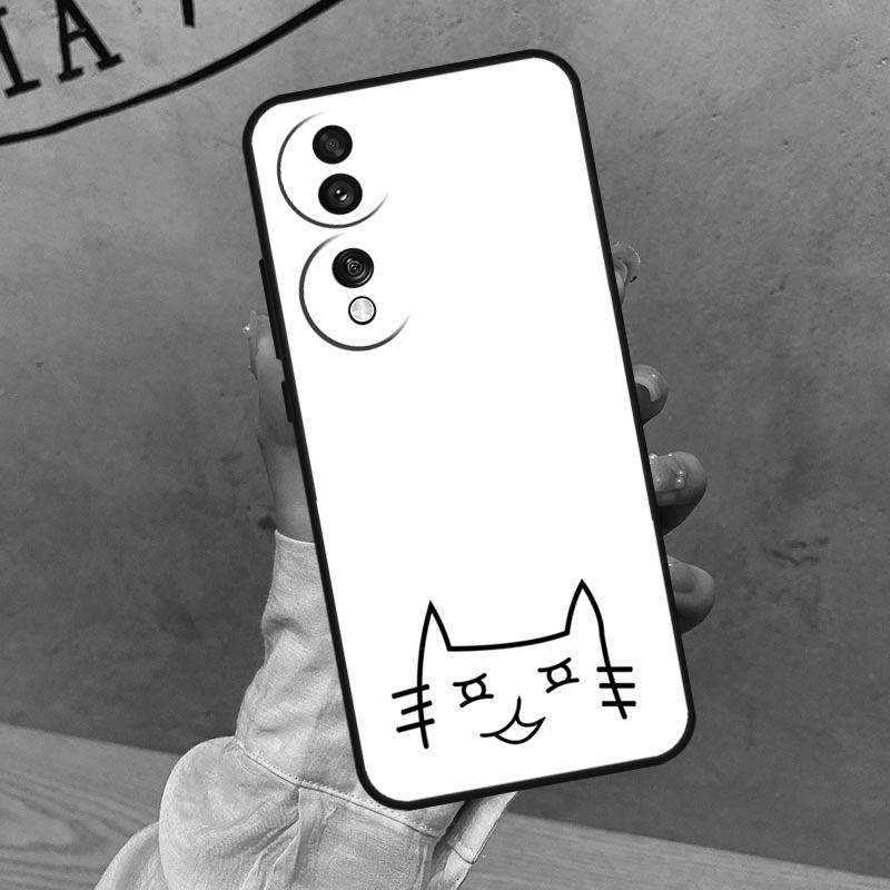 Забавный Милый Кот Лайн-Арт Чехол Для Honor Magic 8 5 6 7 Lite 200 400 Pro 50 70 90 X8c X8b X9a X9b X9c X9d Win RT Обложка