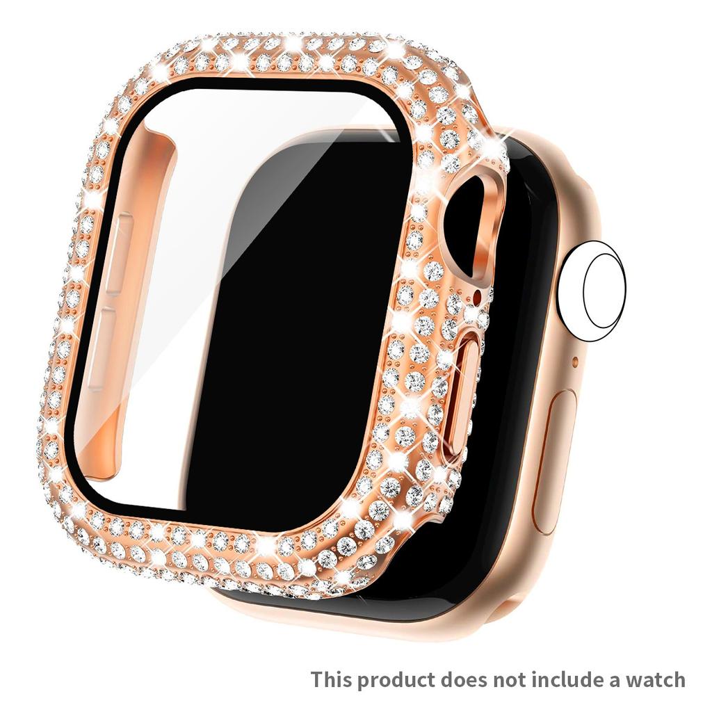 Чехол со стразами + Закаленное стекло для Apple Watch Series 11 10 9 8 7 SE, 46 42 45 41 44 40 38мм