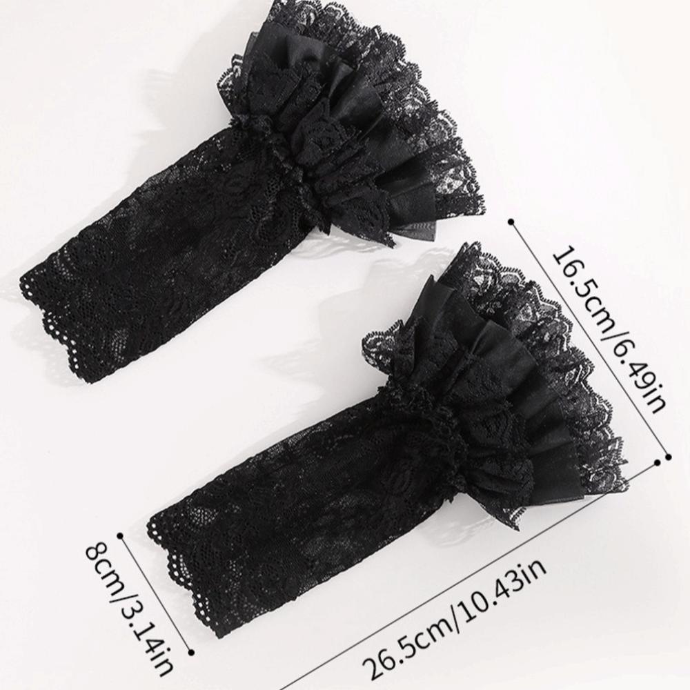 1pair Muti-Layer Arm Fake Sleeves Horn Cuffs Mesh Flared Sleeves Fashion Sweater Decorative Girls