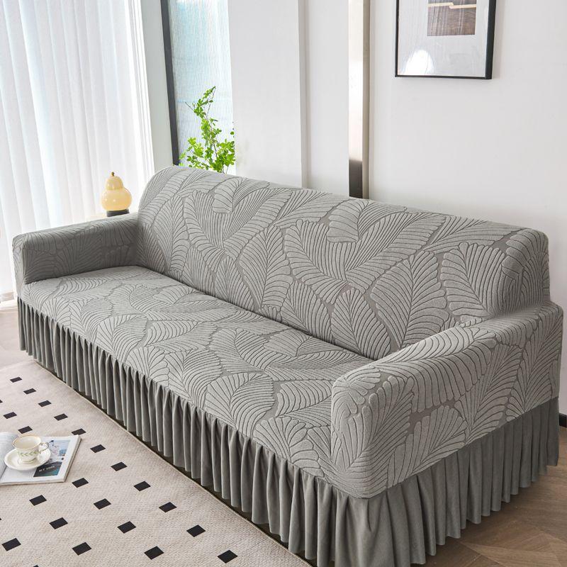 1pc Luxury Wrapped Sofa Cover with Pleated Skirt - Soft, All-Season for Living Room, Bedroom, Office, Sofa Covers for Living Room