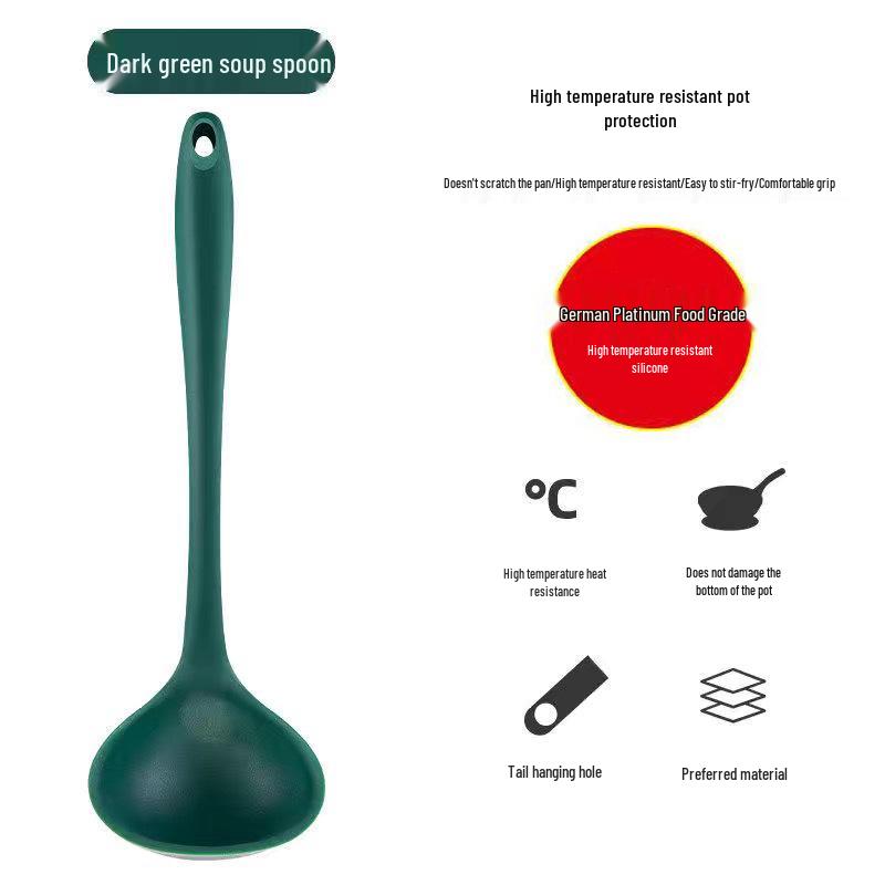 Heat-Resistant Silicone Spatula and Soup Ladle Set – Non-Stick, Food-Grade, Anti-Scald Kitchen Utensils