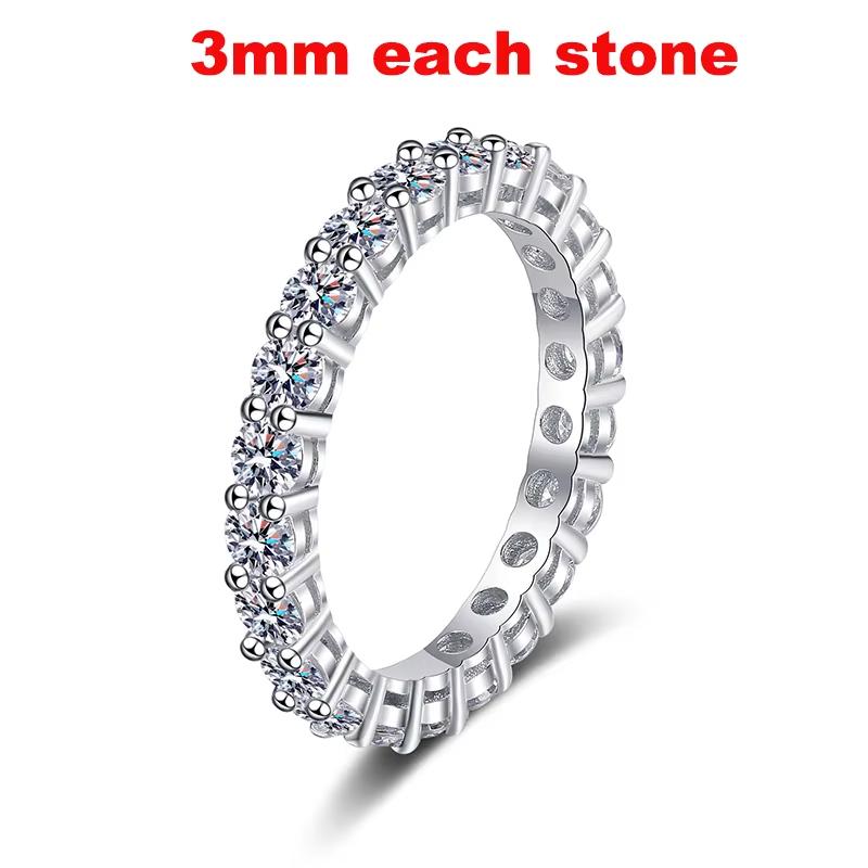 Smyoue 2-5mm Full Moissanite Ring for Women Sparkling Wedding Eternity Bands 100% S925 Silver Jewelry Classic Ring