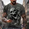 Men's Skull Tshirt 3D Printed Skull Graphic T-shirts For Men Oversized Short Sleeve Punk Tops Tee Shirt Men Death Clothing