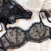 French Ultra Thin Lace Lingerie Sexy Love Embroidery Bra Set for Women Underwear Summer Breathable Plus Size CD Cup Brassiere
