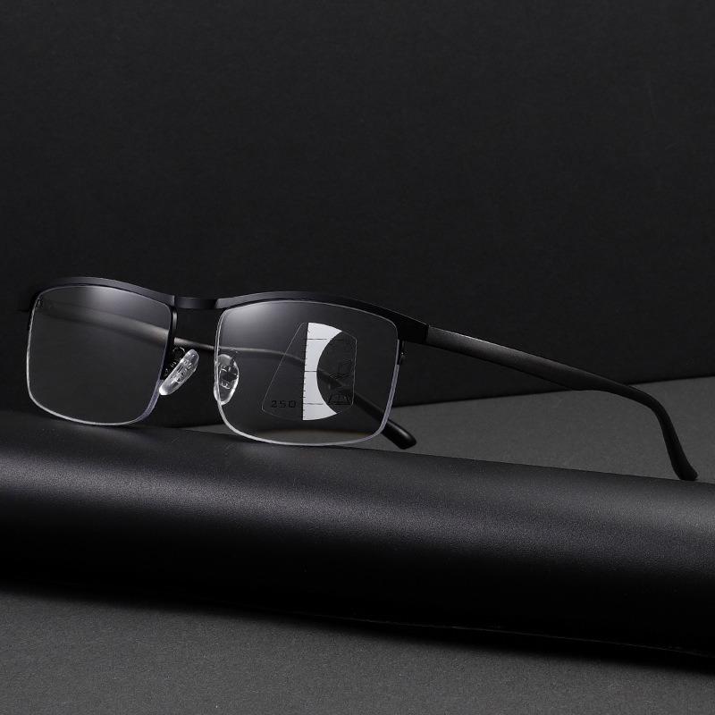 Progressive Multifocus Computer Reading Glasses Retro Metal Prescription Blue Light Blocking for Men and Women Eyeglasses