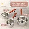 316Stainless Steel Oil Pot Mini Hot Milk Pan Frying Pan Wooden Handle Small Saucepan Boiling Butter Melt Pot Kitchen Accessories