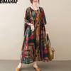 2021 Plus Size Summer Dress Vintage Women Lady Vestidos Beach Sundress Long Dress Print Oversize Cotton Loose