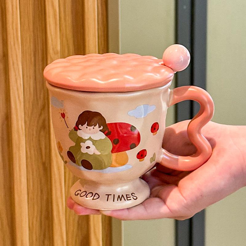 Ретро керамическая кружка для пары, кофейная чашка с крышкой, премиальное ощущение, бытовая чашка для молока и завтрака, женский подарок на день рождения