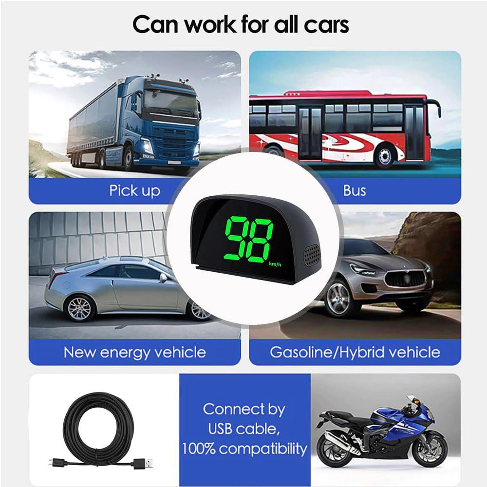 2024 Автомобильный цифровой GPS-спидометр, автомобильный HUD-дисплей со скоростью, миль/км/ч, USB Plug and Play для всех автомобилей