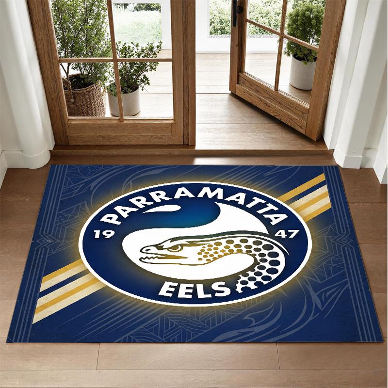 Parramatta Eels Design Crystal Velvet Rug Soft Decorative Mat for Bedroom Entrance