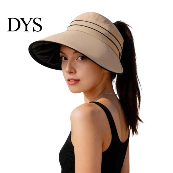 Stylish Commuting Sun Hat Women with Ponytail Hole, Wide Brim Floppy Foldable for Hat, UV Protection Summer Beach Vacation Hiking