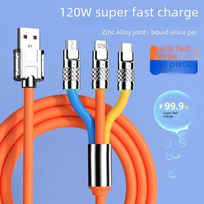 Jike 120W 3-в-1 сверхбыстрый зарядный кабель для устройств Apple, Huawei и Android Type-C
