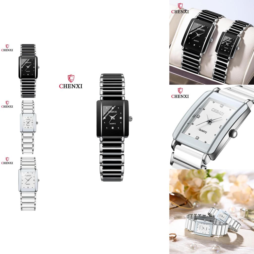 Chenxi Модные квадратные парные часы оптом Керамические трансграничные часы с кварцевым механизмом для внешней торговли
