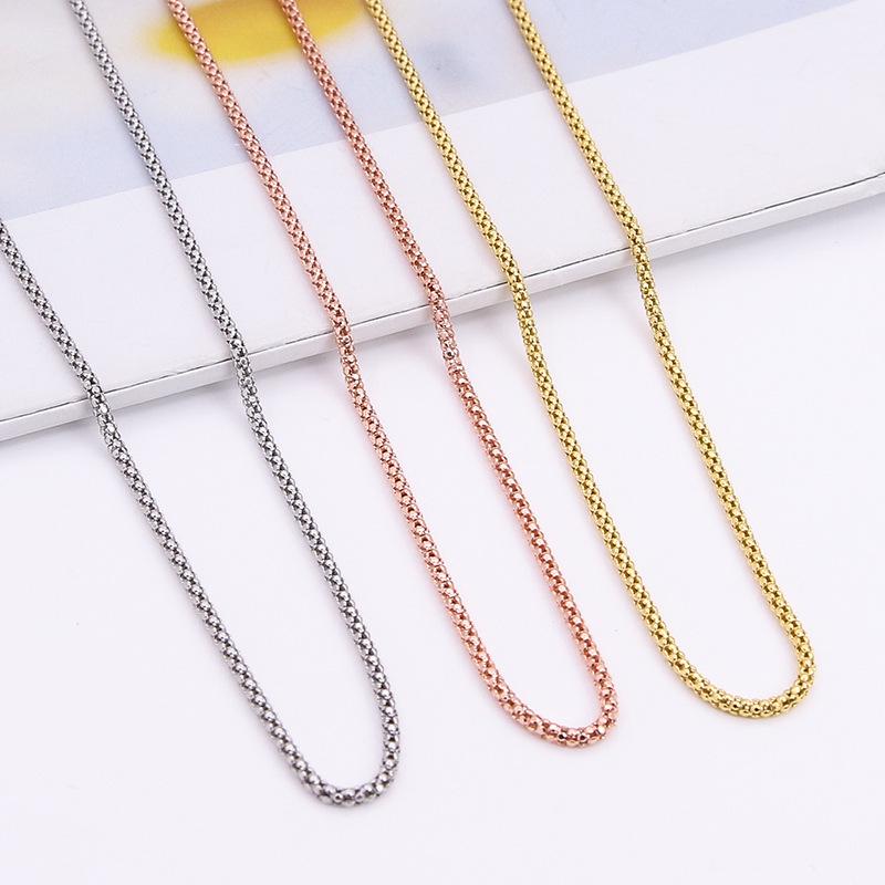 Модное ожерелье из круглых бусин из чистого серебра 999 пробы для мужчин и женщин - Длинная простая цепочка для свитера