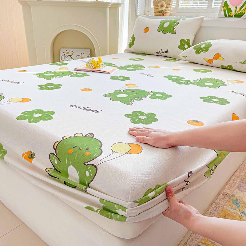 Cotton Bed Sheet on Elastic Cute Printed Mattress Cover for Kids Cartoon Pure Cotton Bed Linen (without Pillowcase)