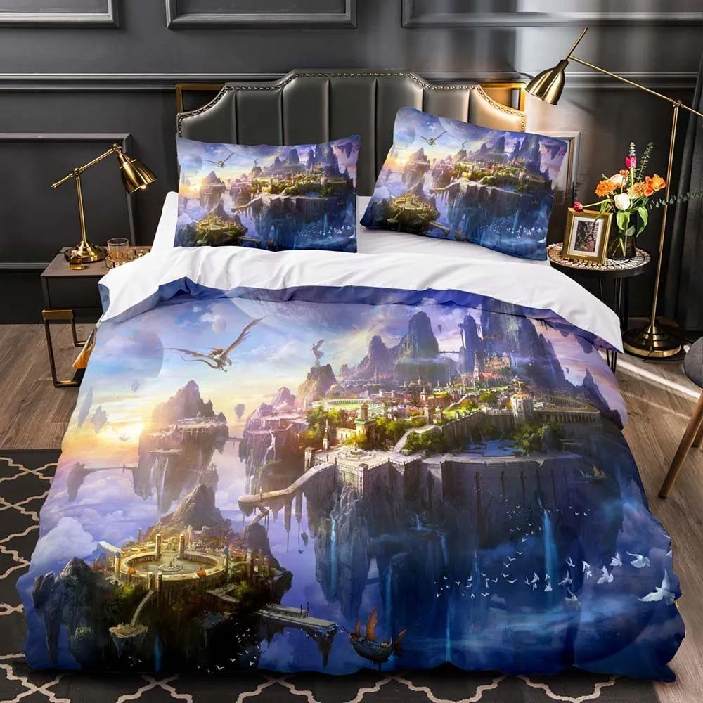 Комплект постельного белья в сказочном стиле Fantasy Castle, пододеяльник размера King Queen, волшебный королевский эльфийский древесный полиэстеровый пододеяльник для детей