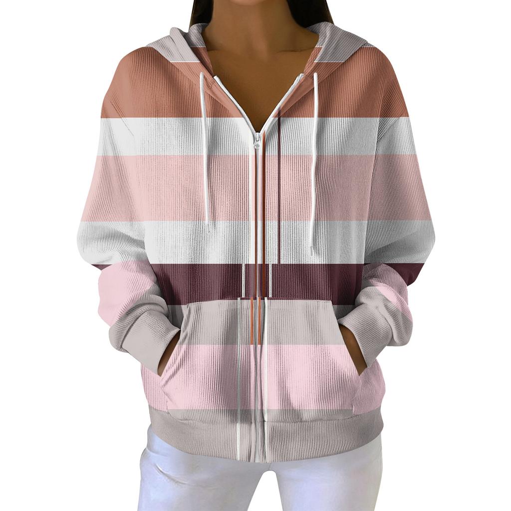 Women's Casual Fashion Long-Sleeved Zip-Up Christmas Print Knitted Hoodie