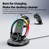 6-in-1 Wireless Charger with RGB Ambient Light & Alarm Clock Station for Iphone/Samsung Phone, iWatch/Galaxy Watch, AirPods/Buds
