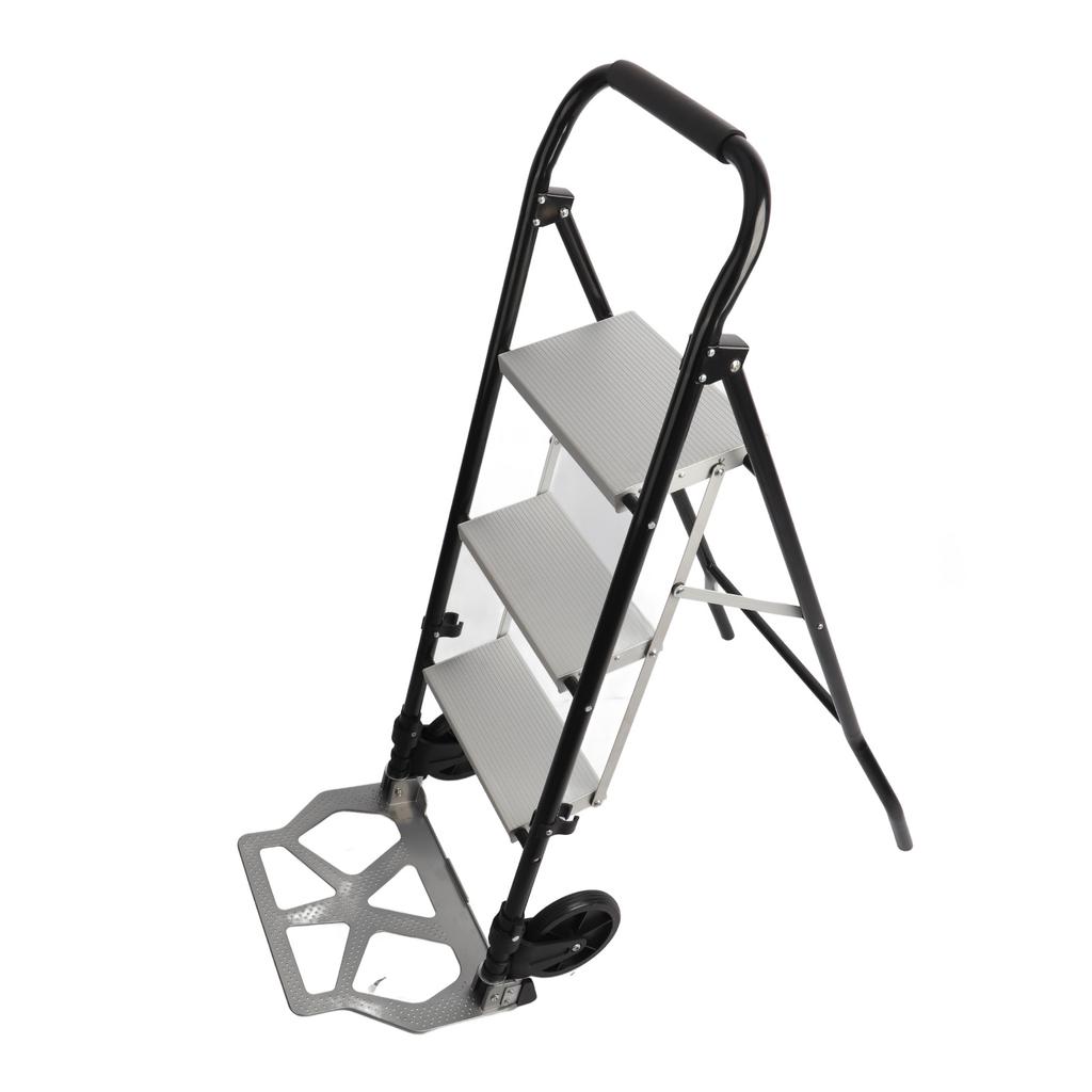Foldable 3 Step Ladder Ergonomic Portable Non Slip Space Saving 3 Step Folding Stool Ladder Cart for Home