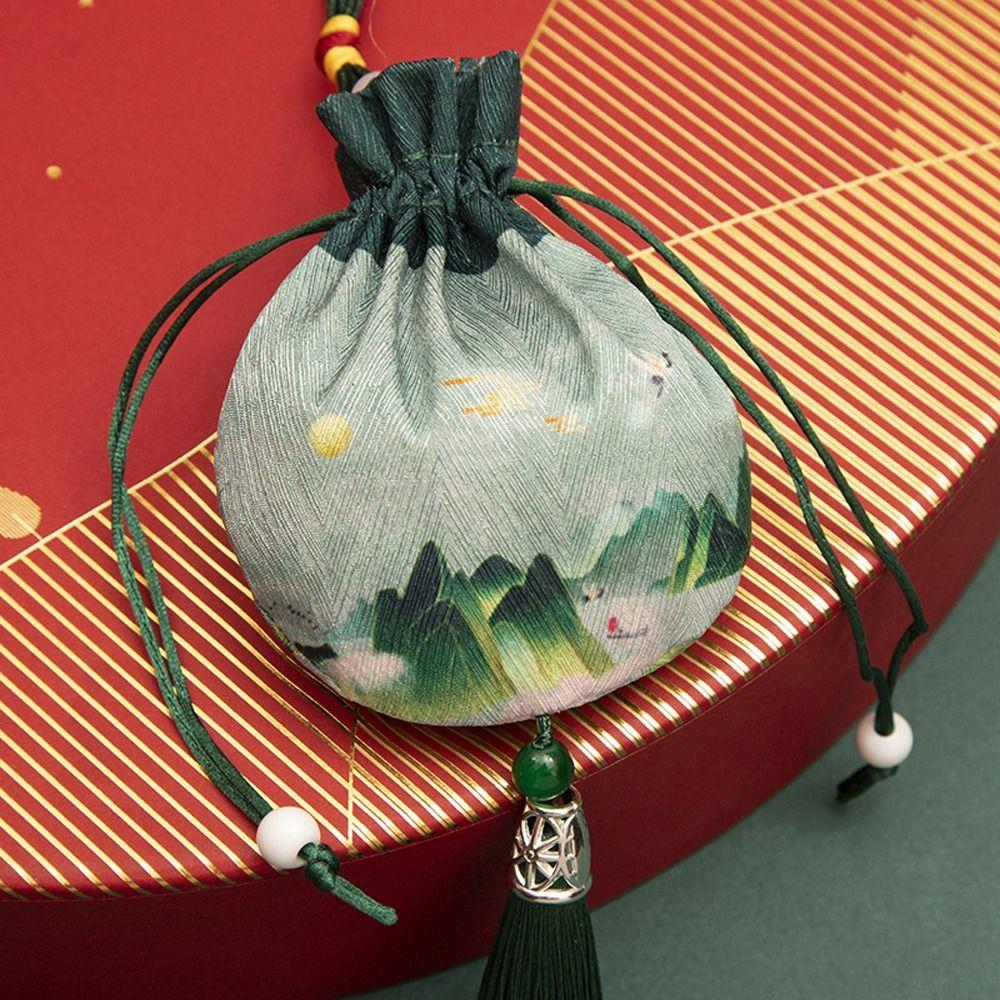 Flower Cloth Necklaces Case Chinese Style Storage Bag Women Jewelry Bag Empty Sachet Purse Pouch
