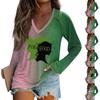 Women's Long Sleeve Plunger Sleeve Witch Printed Casual Top T-Shirt