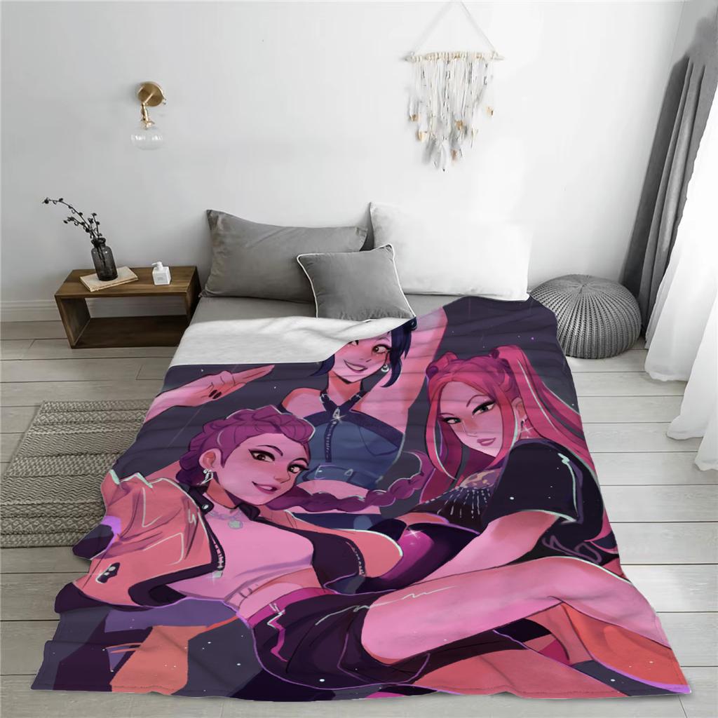 Huntrix Blankets K Pop Demon Hunters Rumi Zoey Mira Soft Warm Throw Blanket Kids Living Room Couch Sofa Bed Christmas Giftsmas