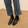 Huge Comfortable~! Simple Square Head Thick Heel Elastic Short Boots Martin Boots Versatile Chelsea Boots