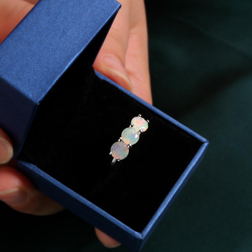 Простое кольцо с опалом из стерлингового серебра 925 пробы, круглое 6 мм, натуральный красочный драгоценный камень, изысканные украшения для женщин, хороший подарок, новое поступление 2024 года