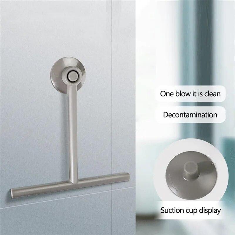Скребок для душа с ручкой, стеклоочиститель, очиститель зеркала с присоской, силиконовый инструмент для чистки ванной комнаты