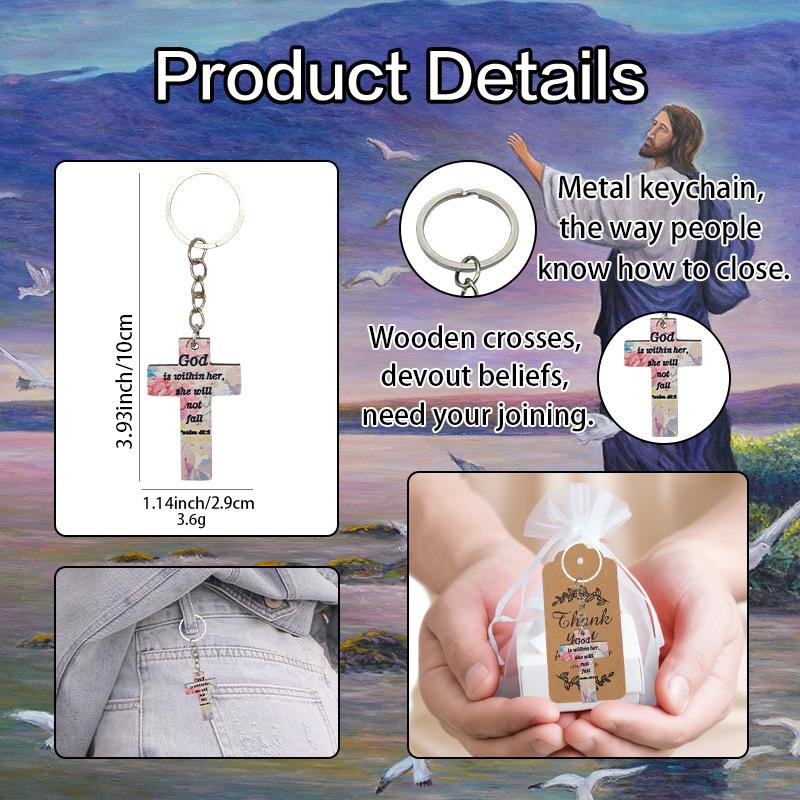 Keychain Printed Cross Pendant Keychain Party Gift