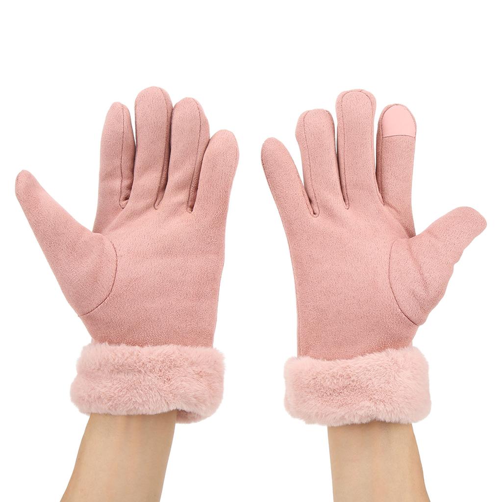 Pink USB Heating Gloves Hand Warmer Touch Screen Design Adjustable Temperature for Women Skiing