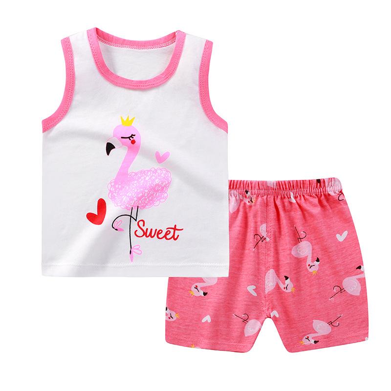 Children's Cotton Pullover Sets - Summer Boys' And Girls' Sleeveless T-shirts And Shorts Sets