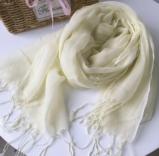 Spring And Autumn Thin Pure Color Linen Scarf Sliver Glitter Linen Shawl Long Striped Scarves 70x180CM