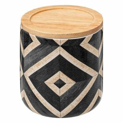 Canvas Cotton Pad Organizer For The Bathroom Made Of Dolomite And Wood
