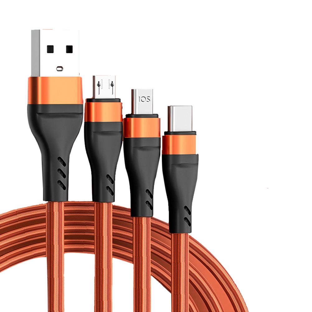 100 Вт 6A 3-в-1 USB-кабель, кабель для быстрой зарядки, многофункциональный зарядный шнур, USB-шнур, адаптер, плетеный провод для мобильного телефона, планшета, ноутбука