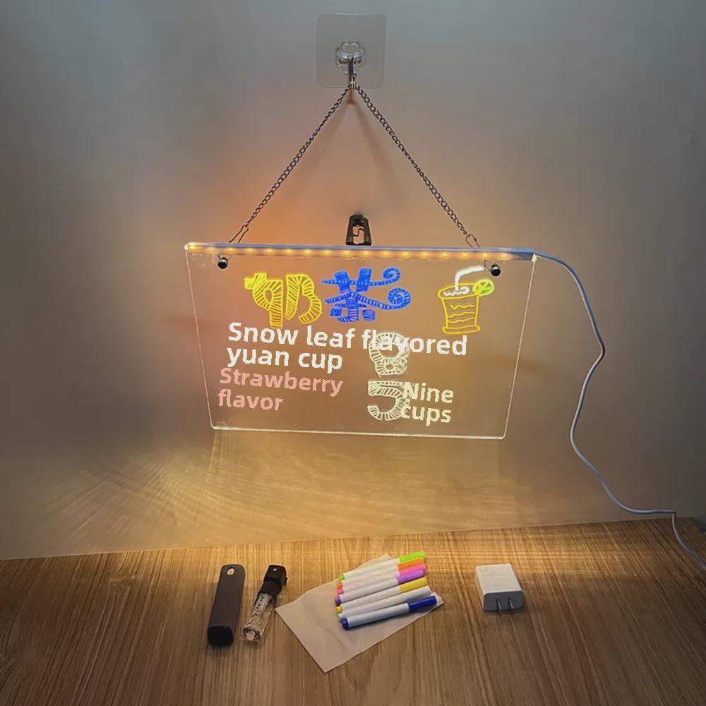 Светящаяся акриловая доска для сообщений своими руками - стираемая светодиодная световая вывеска с флуоресцентными надписями