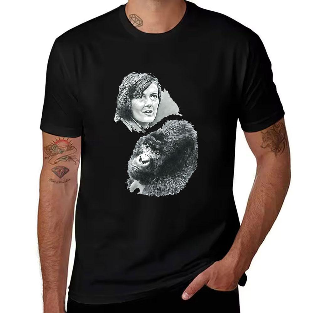 Unisexs Cotton Tshirt With Jane Goodall Gorilla Print Wildlife Conservation Inspired Casual Tee