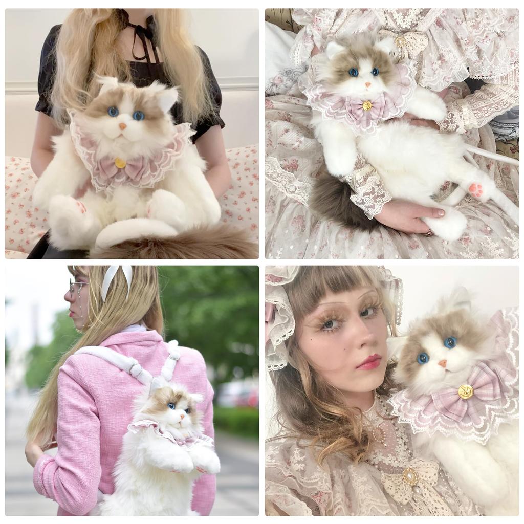 Chongker Handmade Realistic Cat Рюкзак Мягкая игрушка в виде кошки Подарок для любителей домашних животных Подарок для женщин (Рюкзак)