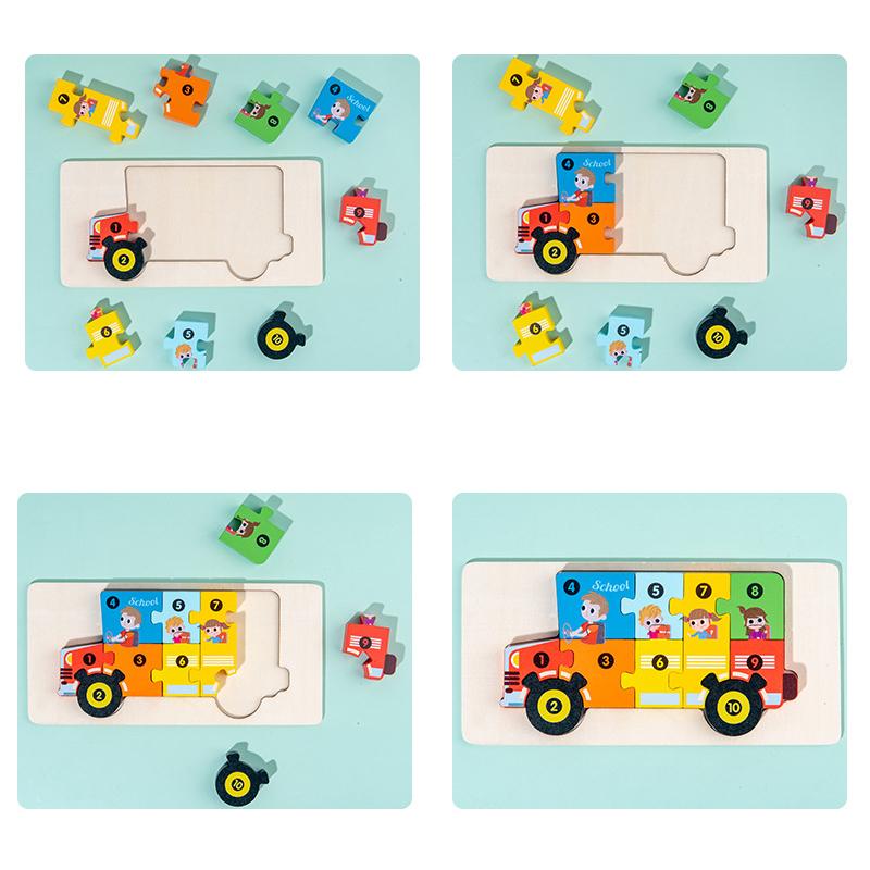 Деревянные развивающие игрушки для детей, мультяшные животные, 3D-головоломка, игрушка для малышей от 1 до 3 лет