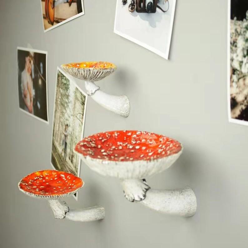 Cross-Border Mushroom Wall Hanging Resin Keychain Candle Holder Decor