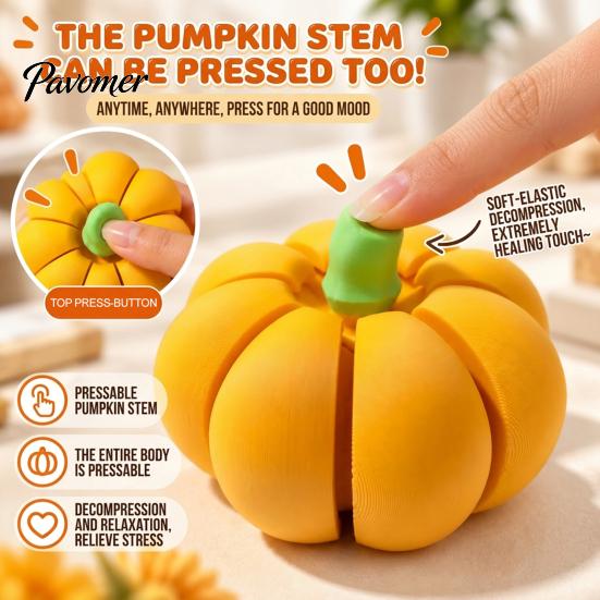 Pumpkin Fidget Toy 3D Printed Clicker, Stress Relief Clicky Toy, Sensory Tool Mini Finger Halloween Thanksgiving Harvest Holiday Gift Adults Kids