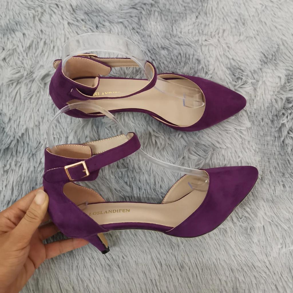 Women Sandals Summer Ladies Bridal Suede 5cm Thick Heel Pumps Wedding Party Shoe Newest Woman Open Toe Sexy Ankle Straps Sandal