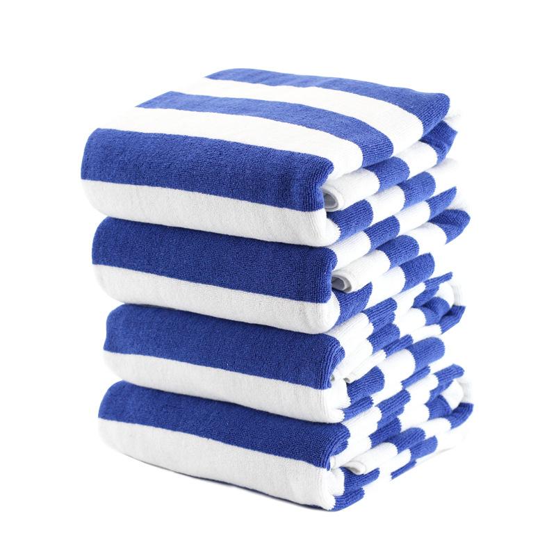 Cotton Hotel Blue and White Stripe Pool Towel