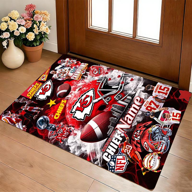 Custom Kansas City Chiefs Area Rug Living Room Nonslip Soft Carpet For Bedroom Game Playroom Sofa Office Home Decor Doormat Christmas Gift C10332