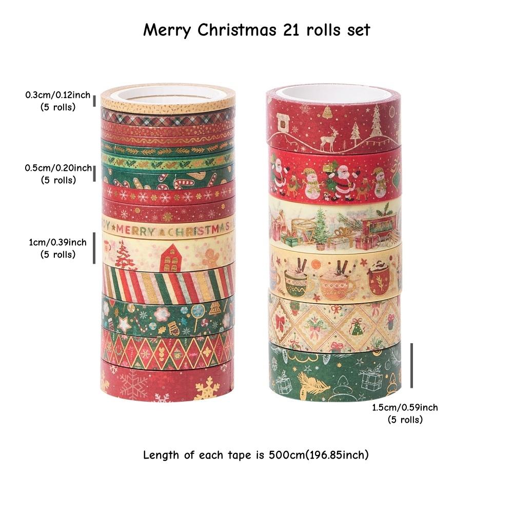 21 рулон Набор Лент «С Рождеством» Золотая Фольга Ваcи Лента Клейкая Бумага Маскирующая для Дневника Альбома Упаковки Домашнего Праздника A7906