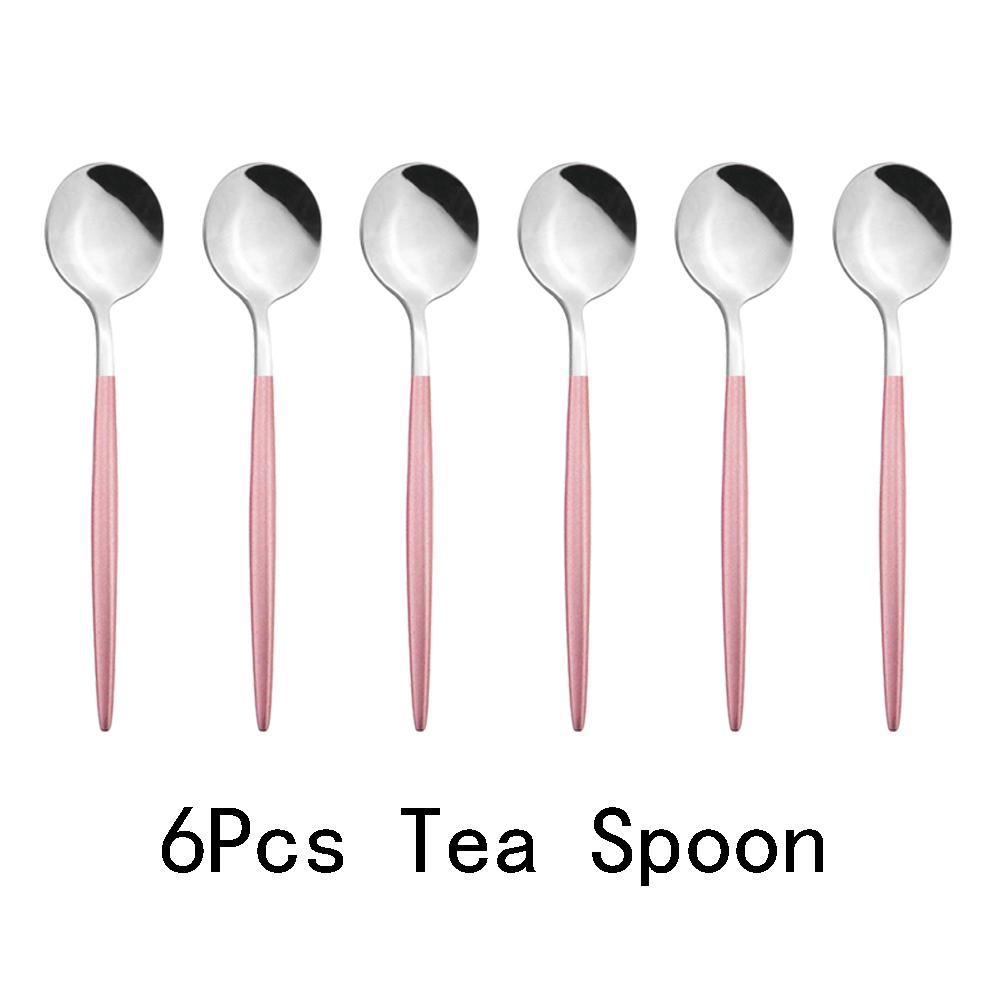 6pcs Mirror Stainless Steel Cutlery Set Multicolor Dinnerware Spoon Set Dinner Set Coffee Tea Spoon Tableware Home Kitchen Silverware