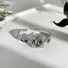 Весенний Нишевый Дизайн Цветное Сокровище Оливково-Зеленый Zir*****Кольцо-Перо Роскошное Высококлассное Кольцо в Форме Сердца Полностью Алмазное