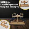 Viking Drinking Handmade Natural OX Horn Cup for Ale, Beer, Mead, Wine | 12 Inch | 100% Leak Free | with Beautiful Wooden Stand (Set of 2)