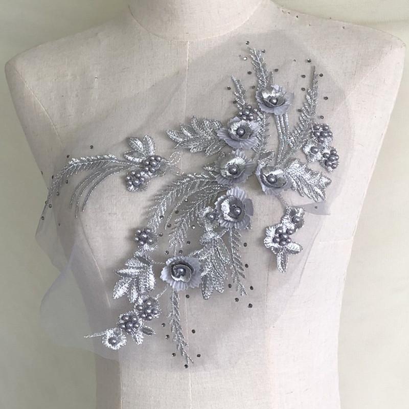 Тканевые наклейки, платье из бисера, танцевальная одежда, сетчатая ткань, вышитые украшения, нашивка, аксессуары, трехмерный цветок, стразы, кружево, свадьба